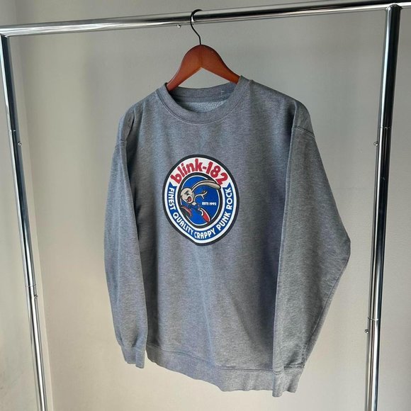 VNTG BLINK 182 BAND GRAPHIC JERSEY GRAY CREWNECK - Picture 2 of 2
